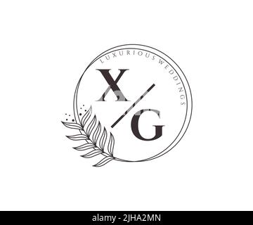 XG Initials letter Wedding monogram logos template, hand drawn modern minimalistic and floral templates for Invitation cards, Save the Date, elegant Stock Vector