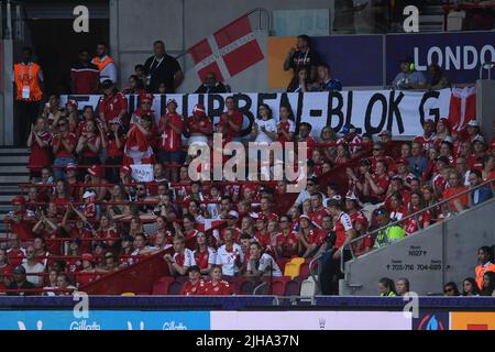 London, UK. 16th July, 2022. Supporters (Denmark Women) during the Uefa Women s Euro England 2022 match between Denmark 0-1 Spain at Brentford Community Stadium on July 16 2022 in London England. Credit: Maurizio Borsari/AFLO/Alamy Live News