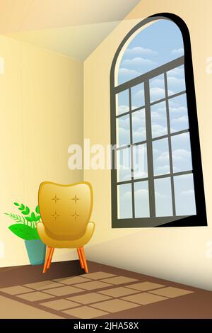 living room on the corner at the afternoon Stock Vector