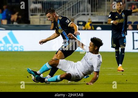 CHESTER, PA - JULY 16: Phang, the Philadelphia Union mascot, performs prior  to the Major League