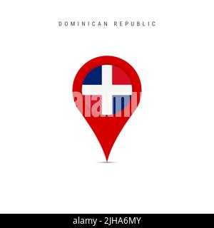 Teardrop map marker with flag of Dominican Republic. Republica Dominicana flag inserted in the location map pin. Flat illustration isolated on white b Stock Photo