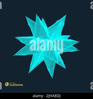 Crystal. Object with connected lines and dots. Molecular grid. 3d futuristic technology style for chemistry and science. Vector illustration. Stock Vector