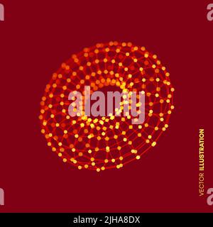 Torus. Object with connected lines and dots. Molecular grid. Technology style with particle. Vector illustration. Futuristic connection structure for Stock Vector