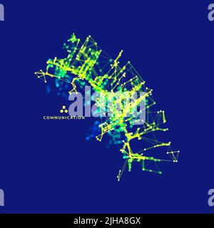 3d connection structure. Virtual abstract background with particles. Futuristic technology style. Vector illustration for science, education, genetic Stock Vector