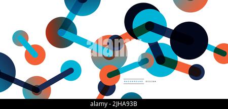 Abstract background. Round dots connected by lines. Trendy techno business template for wallpaper, banner, background or landing Stock Vector