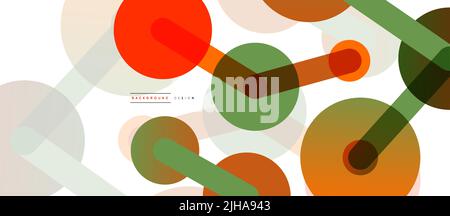 Line points connections geometric abstract background. Circles connected by lines. Trendy techno business template for wallpaper, banner, background o Stock Vector