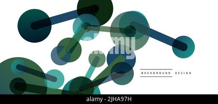 Abstract background. Round dots connected by lines. Trendy techno business template for wallpaper, banner, background or landing Stock Vector