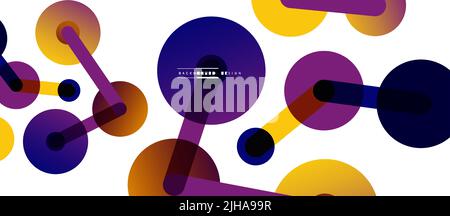 Line points connections geometric abstract background. Circles connected by lines. Trendy techno business template for wallpaper, banner, background o Stock Vector