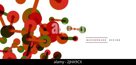 Line points connections geometric abstract background. Circles connected by lines. Trendy techno business template for wallpaper, banner, background o Stock Vector