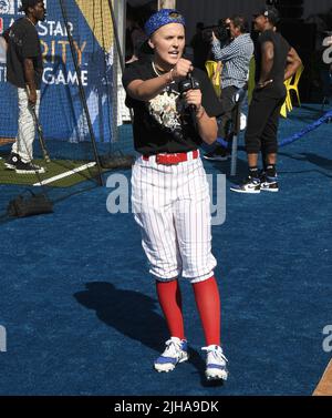 Los Angeles, USA. 16th July, 2022. JoJo Siwa at the 2022 MLB All-Star  Celebrity Softball Game Media Availability held at the 76 Station - Dodger  Stadium Parking Lot in Los Angeles, CA