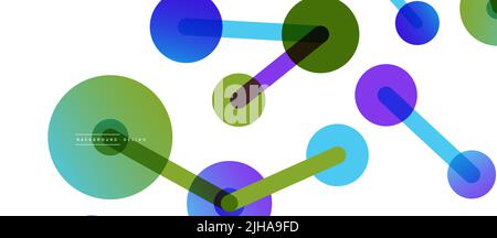 Abstract background. Round dots connected by lines. Trendy techno business template for wallpaper, banner, background or landing Stock Vector