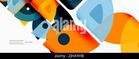 Lines, squares, circles and triangles. Geometric abstract background for wallpaper, banner, background, presentation or landing page Stock Vector