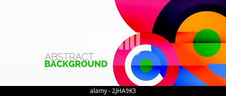 Abstract round shapes background. Minimalist decoration. Geometric background with circles and rings Stock Vector