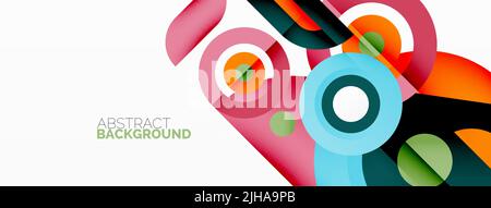 Rings and circles geometric abstract background for wallpaper, banner, backdrop Stock Vector