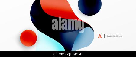 Geometric round shapes and circles abstract background. Wallpaper for concept of AI technology, blockchain, communication, 5G, science, business Stock Vector