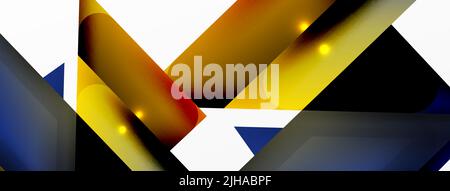 Abstract background. Simple color geometric shapes composition with 3d effect, lights and shadows. Vector Illustration For Wallpaper, Banner, Backgrou Stock Vector