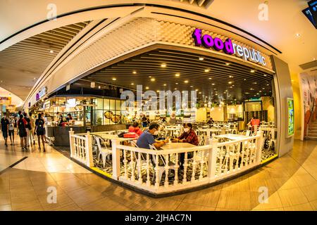 Food Republic restaurant in Suntec City Mall. This food court chain is run by the BreadTalk Group based in Singapore. Stock Photo