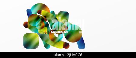 Metallic shiny geometric surfaces, round shapes and circles. Digital web futuristic template for wallpaper, banner, background, card, book Illustratio Stock Vector