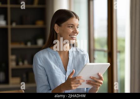 Young pretty business woman use digital tablet Stock Photo