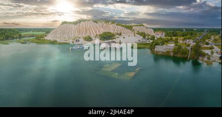 Abandoned quarry for extraction of limestone. Beautiful nature, attraction in Estonia. Stock Photo