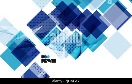 Bright blue textured geometric shapes isolated on white - modern design ...