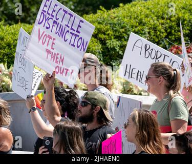 Montgomery, Alabama, USA - July 4, 2022: Protesters marched in downtown