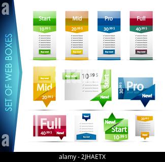 Big collection of abstract web boxes for promotion. Eps10 vector backgrounds, icons, tables Stock Vector