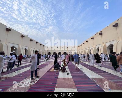 Eid Prayer in Imam Abdul Wahab Grand Mosque Doha Qatar Stock Photo