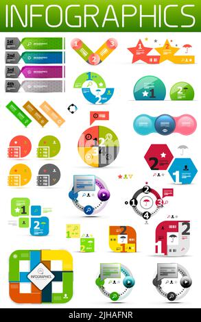 Set of colorful flat | paper infographic design elements. Vector Stock Vector