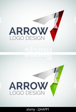 Abstract arrow  logo design made of color pieces - various geometric shapes Stock Vector