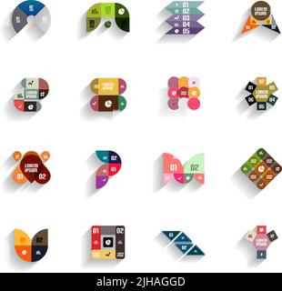 Set of 3d flat geometric abstract icons for mobile apps, business templates, web banners Stock Vector