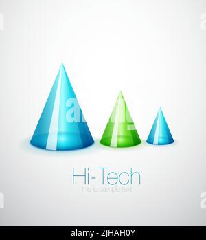 Glass translucent cone technology background Stock Vector