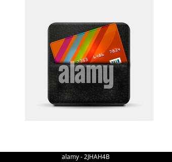Leather wallet for credit cards. Vector icon Stock Vector