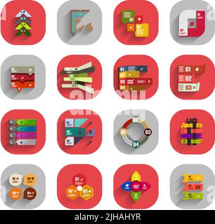 Infographic templates inside colorful circles. Set of flat icons with shadow for business / technology presentation / mobile app Stock Vector