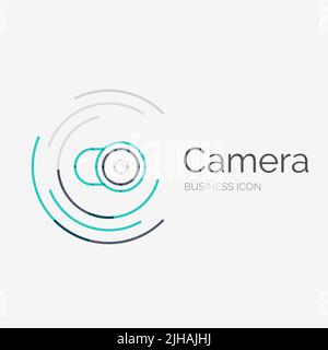 Thin line neat design logo, clean modern concept, camera idea Stock Vector