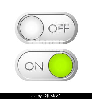 Set of metal on off switchers / sliders Stock Vector