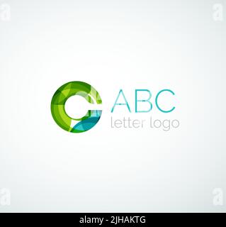 Vector alphabet letter logo. Created with transparent colorful overlapping geometric shapes, waves and flowing shapes Stock Vector