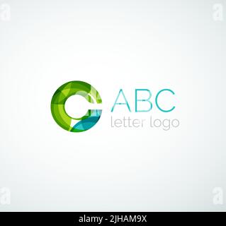 Vector alphabet letter logo. Created with transparent colorful overlapping geometric shapes, waves and flowing shapes Stock Vector