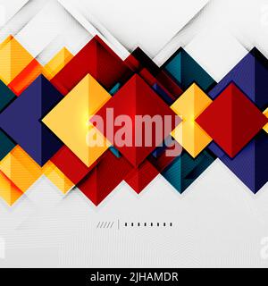 Geometric squares and rhombus futuristic template - colorful business presentation or abstract brochure design, glossy clean style and shadow effects Stock Vector