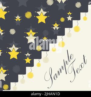 Beautiful vector starry night corner border frame pattern background with cute hand drawn abstract elements Stock Vector