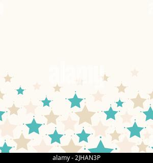 Sea green and brown stars horizontal stripe border seamless pattern vector background Stock Vector