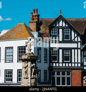 Traditional buildings at the Butter Market situated in the heart of Canterbury opposite the cathedral Stock Photo