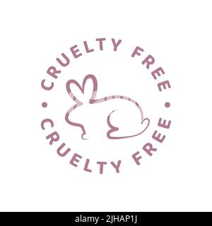 Cruelty free vector label. Circle badge with bunny rabbit. Stock Vector