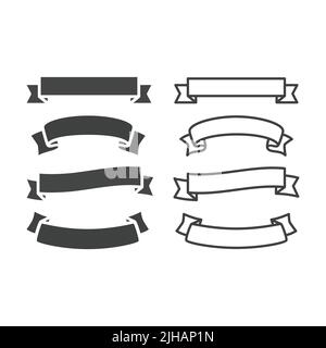 Ribbon banner blank template. Filled and outlined vector labels set. Stock Vector