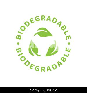 Biodegradable label in green with leaf and circle Stock Vector Image ...