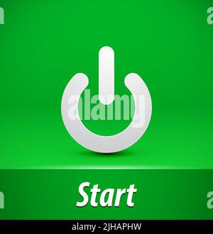 Paper start button on green background. Vector Stock Vector