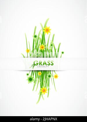 Nature background with green grass and flowers Vector Stock Vector ...