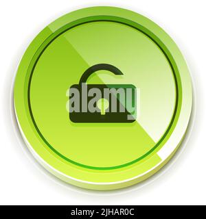 Glossy isolated bright button with shadow Stock Vector