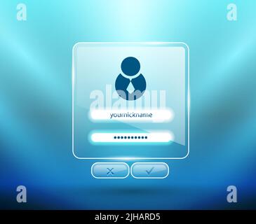 Website template. Glass login frame Stock Vector
