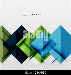 Geometric squares and rhombus futuristic template - colorful business presentation or abstract brochure design, glossy clean style and shadow effects Stock Vector